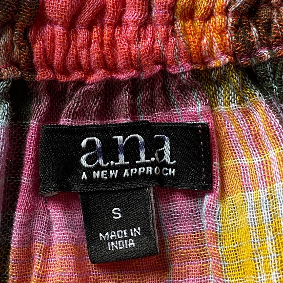 Off the Shoulder A.N.A. Women's Size SMALL Plaid Gauzy Top 3/4 Sleeves NWT - Picture 6 of 8